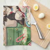 Engelse Springer Spaniel Vakantie Bakken: Festive Theedoek (Quarter Fold)