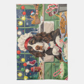 Engelse Springer Spaniel Vakantie Bakken: Festive Theedoek (Verticaal)