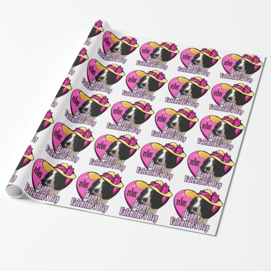 Engelse Springer Spaniel Valentijnsdag Cadeaupapier (Uitgerold)