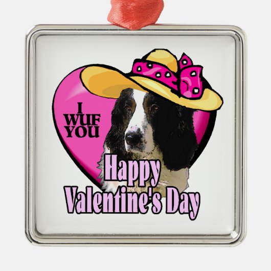 Engelse Springer Spaniel Valentijnsdag Metalen Ornament (Voorkant)
