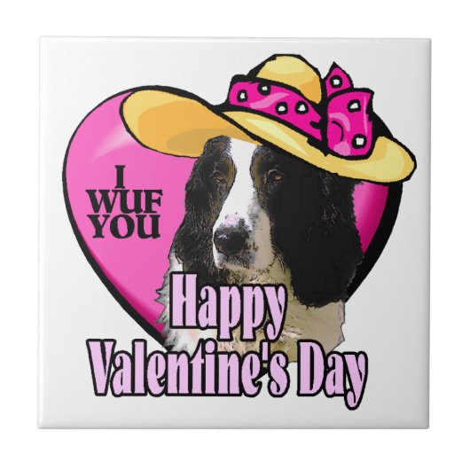 Engelse Springer Spaniel Valentijnsdag Tegeltje (Voorkant)
