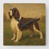 Engelse Springer Spaniel Vierkante Klok (Voorkant)