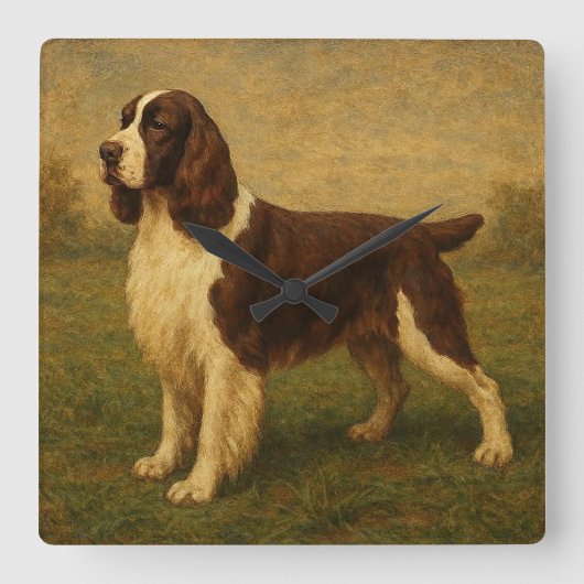 Engelse Springer Spaniel Vierkante Klok (Voorkant)