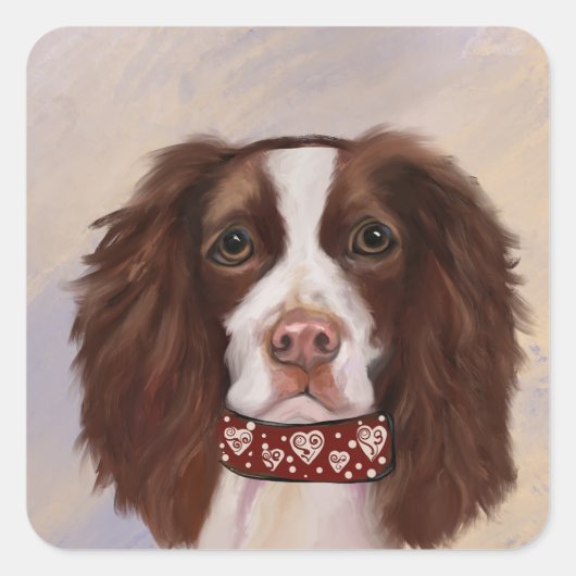 ENGELSE SPRINGER SPANIEL    VIERKANTE STICKER (Voorkant)