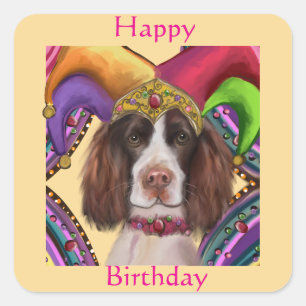 ENGELSE SPRINGER SPANIEL  VIERKANTE STICKER