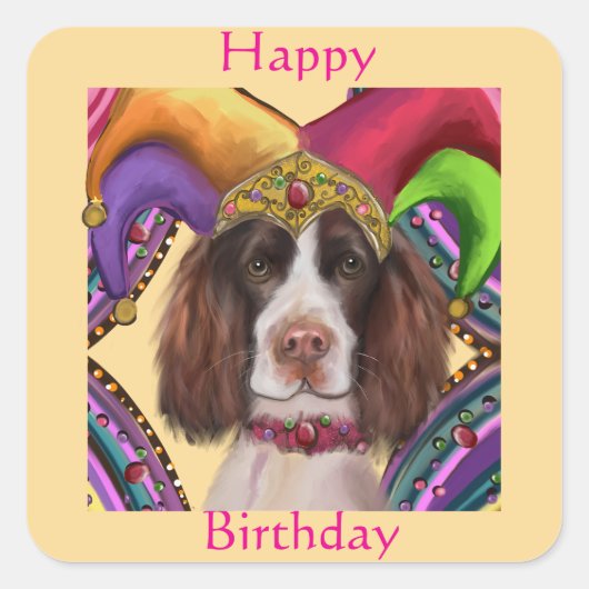 ENGELSE SPRINGER SPANIEL  VIERKANTE STICKER (Voorkant)