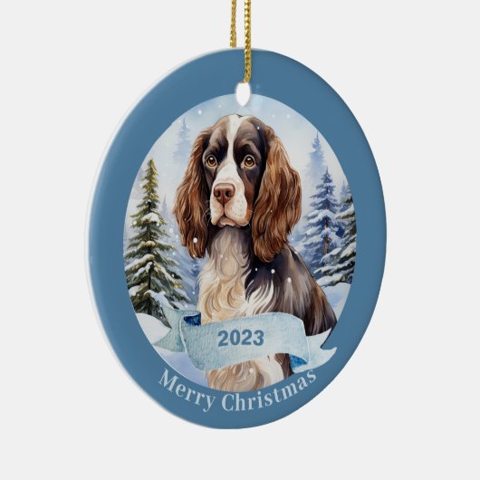 Engelse Springer Spaniel waterverf Kerstmis Keramisch Ornament (Rechts)