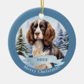 Engelse Springer Spaniel waterverf Kerstmis Keramisch Ornament (Voorkant)