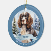 Engelse Springer Spaniel waterverf Kerstmis Keramisch Ornament (Links)