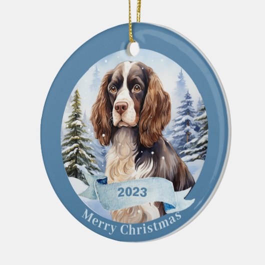 Engelse Springer Spaniel waterverf Kerstmis Keramisch Ornament (Links)
