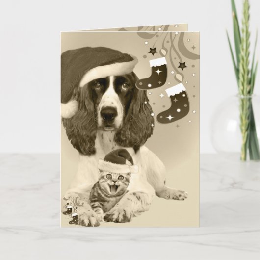 Engelse Springer Spaniel Xmas Feestdagen Kaart (Voorkant)