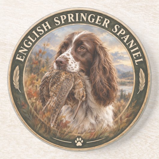 Engelse Springer Spaniel Zandsteen Onderzetter (Voorkant)
