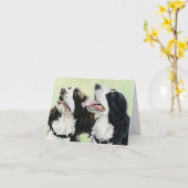 Engelse Springer Spaniels Art Note Cards Kaart (Gele Bloem)