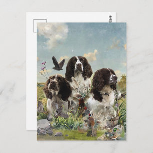 Engelse Springer Spaniels, kunst Briefkaart