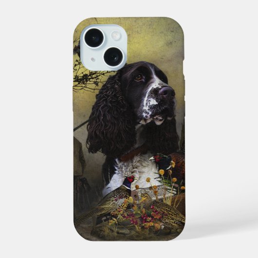Engelse Springer Spaniels, kunst iPhone 15 Case (Achterkant)
