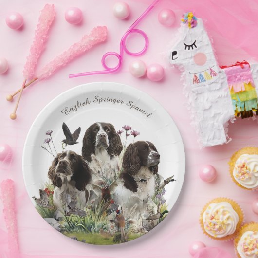 Engelse Springer Spaniels, kunst Papieren Bordje (Feest)
