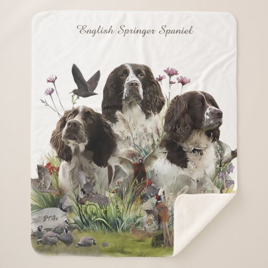 Engelse Springer Spaniels, kunst Sherpa Deken (Voorkant)