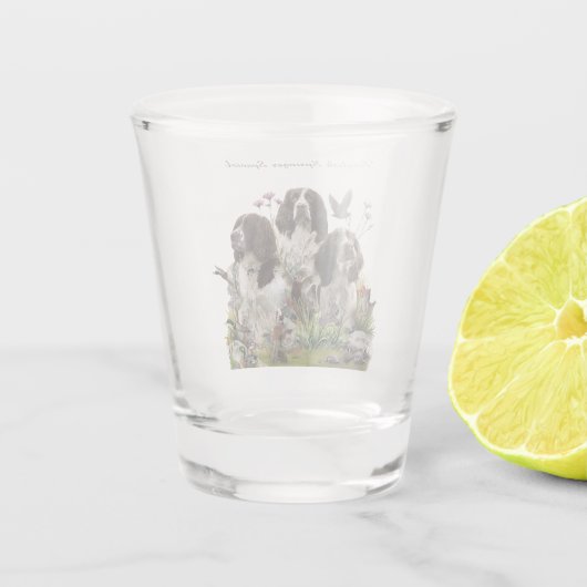 Engelse Springer Spaniels, kunst Shot Glas (Achterkant)