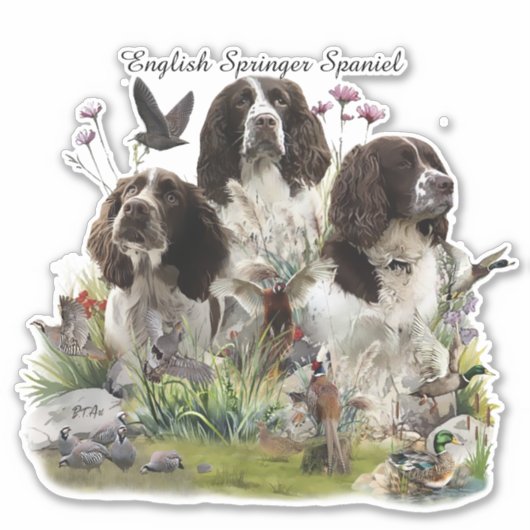 Engelse Springer Spaniels, kunst Sticker (Voorkant)