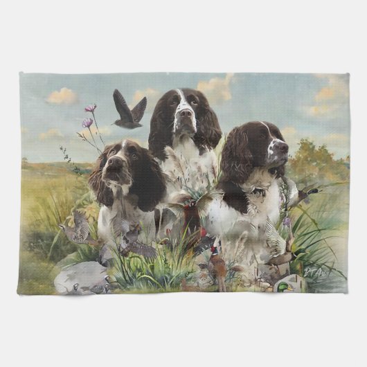 Engelse Springer Spaniels, kunst Theedoek (Horizontaal)