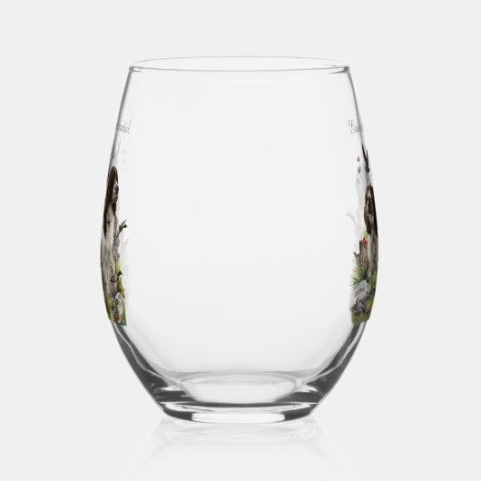 Engelse Springer Spaniels, kunst Wijnglas Zonder Voet (Rechts)