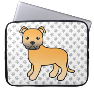Engelse Staffie met vaalbruine vacht Cute Cartoon  Laptop Sleeve