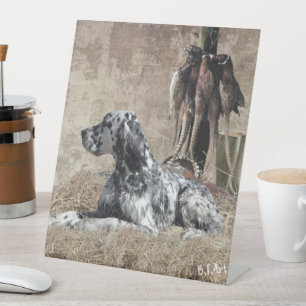 Engelse steller, fazant Hunting Poster Reclamebord Met Voetstuk