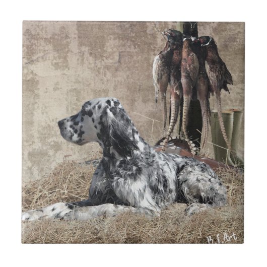 Engelse steller, fazant Hunting Poster Tegeltje (Voorkant)