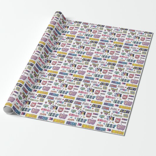Engelse straattaal woorden, doodle belettering cadeaupapier (Uitgerold)
