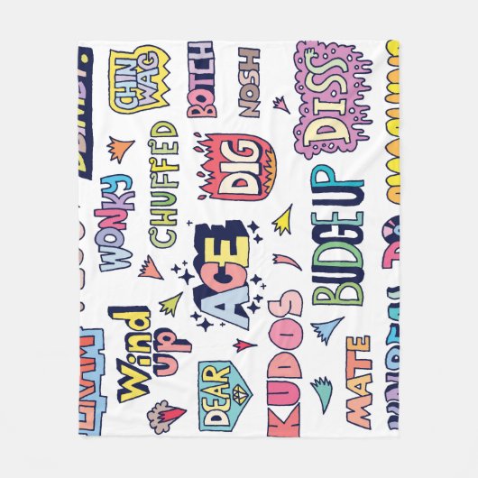 Engelse straattaal woorden, doodle belettering fleece deken (Voorkant)