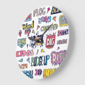 Engelse straattaal woorden, doodle belettering grote klok (Hoek)