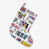 Engelse straattaal woorden, doodle belettering kleine kerstsok (Voorkant (Hangend))