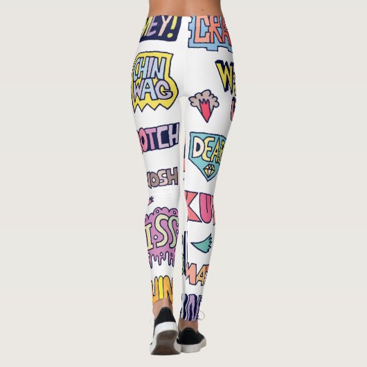 Engelse straattaal woorden, doodle belettering leggings (Achterkant)