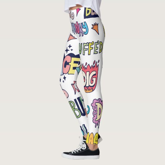 Engelse straattaal woorden, doodle belettering leggings (Links)