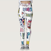 Engelse straattaal woorden, doodle belettering leggings (Voorkant)