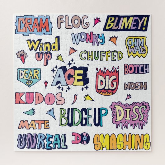 Engelse straattaal woorden, doodle belettering legpuzzel (Verticaal)