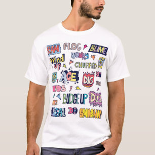 Engelse straattaal woorden, doodle belettering t-shirt