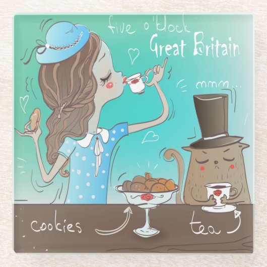 Engelse taal glazen onderzetter (Voorkant)