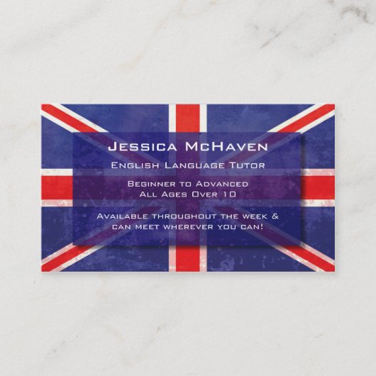 Engelse Taal Tutor Visitekaartje (Voorkant)