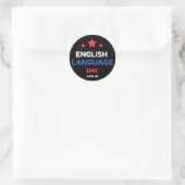 Engelse taaldag ronde sticker (Tas)