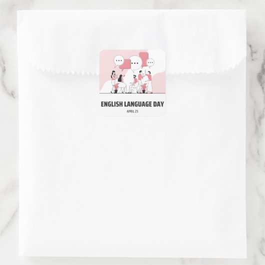 Engelse taaldag vierkante sticker (Tas)