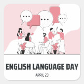 Engelse taaldag vierkante sticker (Voorkant)