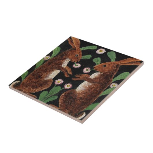  Engelse tapijtontwerpbunny Rabbits Tile Tegeltje (Zijkant)
