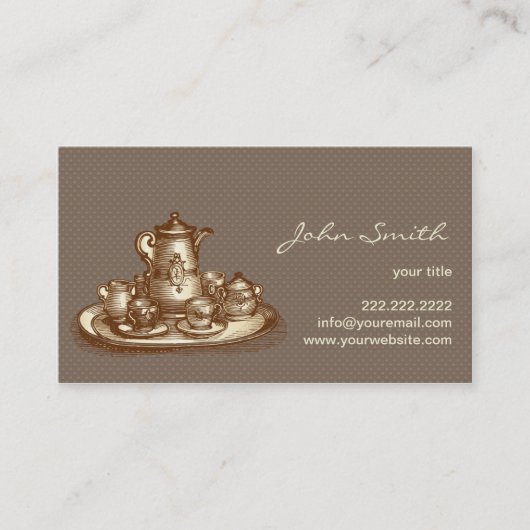  Engelse Tea Set Antieke Roepkaart Contactkaartje (Voorkant)
