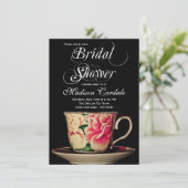 Engelse Teacup Bridal Shower-uitnodigingen Kaart (Staand voorkant)