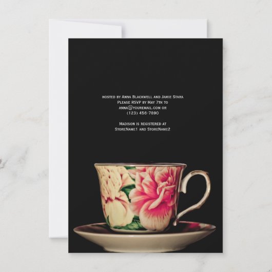Engelse Teacup Bridal Shower-uitnodigingen Kaart (Achterkant)