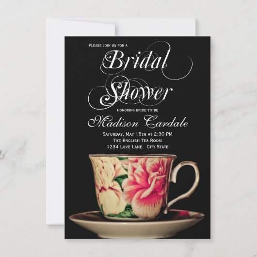 Engelse Teacup Bridal Shower-uitnodigingen Kaart (Voorkant)