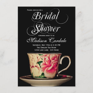 Engelse Teacup Bridal Shower-uitnodigingen Kaart