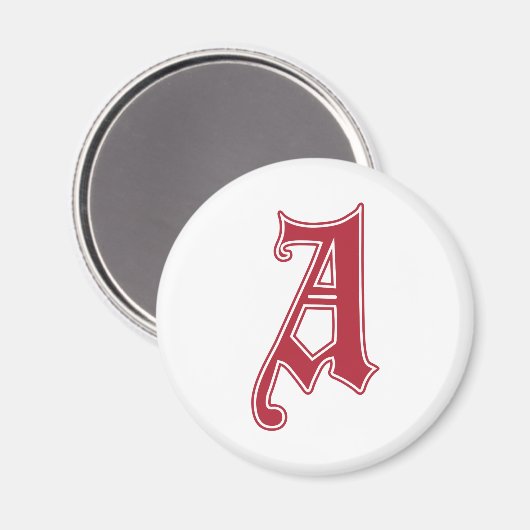 Engelse tekst Gothic Monogram letter A Magneet (Voorkant / Achterkant)