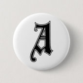 Engelse tekst Gothic Monogram letter A Ronde Button 5,7 Cm (Voorkant)